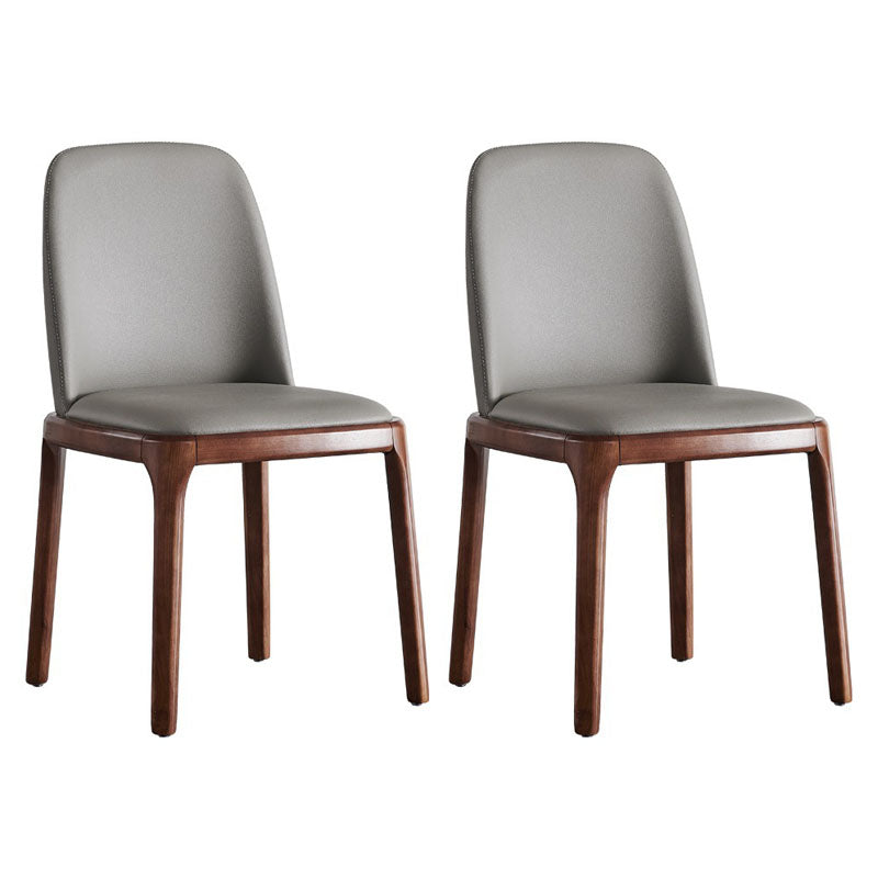 Contemporary Dining Armless Chair Matte Finish Leather Curved Parsons Chair