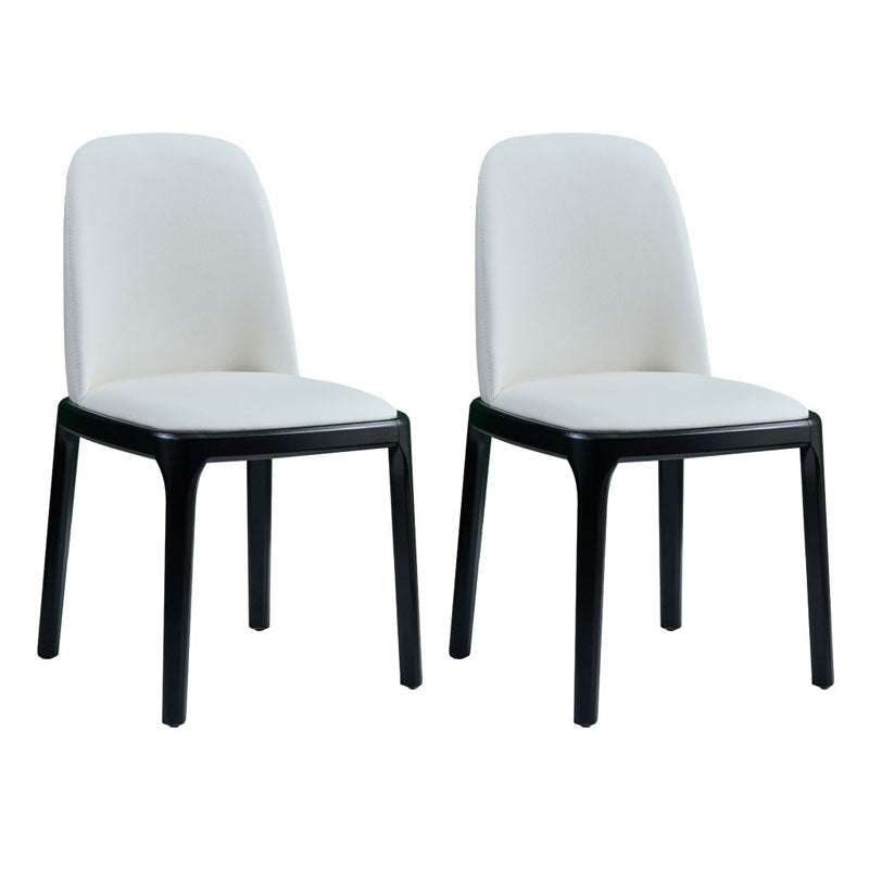 Contemporary Dining Armless Chair Matte Finish Leather Curved Parsons Chair