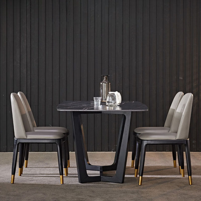 Silla de comedor contemporánea sin brazos Silla Parsons curvada de cuero con acabado mate