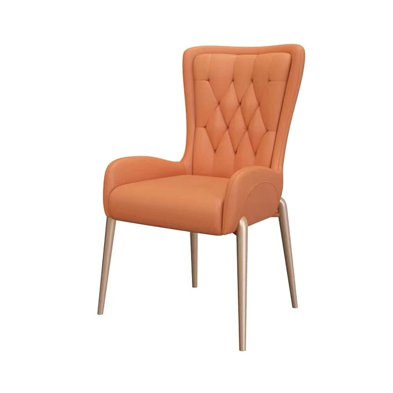 Glam Metal Dining Room Chairs Upholstered Side Armchair for Restaurant Use