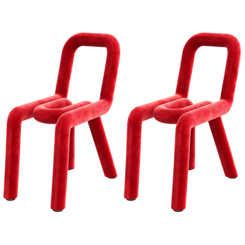 Designer Style Hotel Velvet Side Chair Matte Finish Open Back Dining Chair
