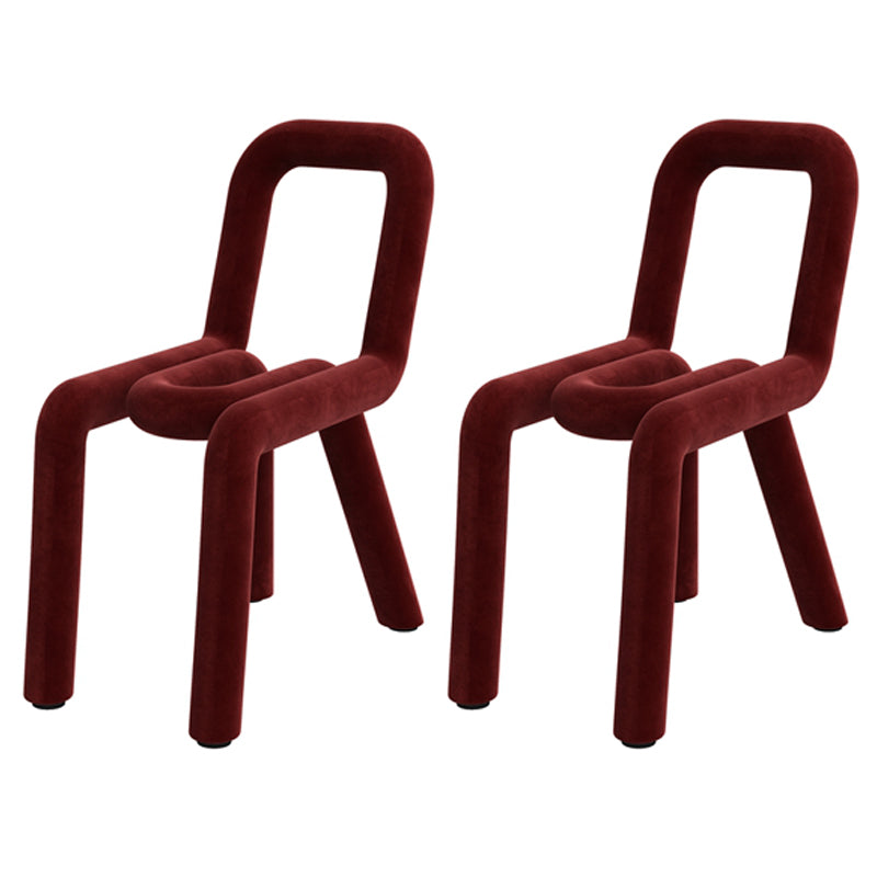 Silla lateral de terciopelo de hotel de estilo diseñador, acabado mate, parte trasera abierta, silla de comedor