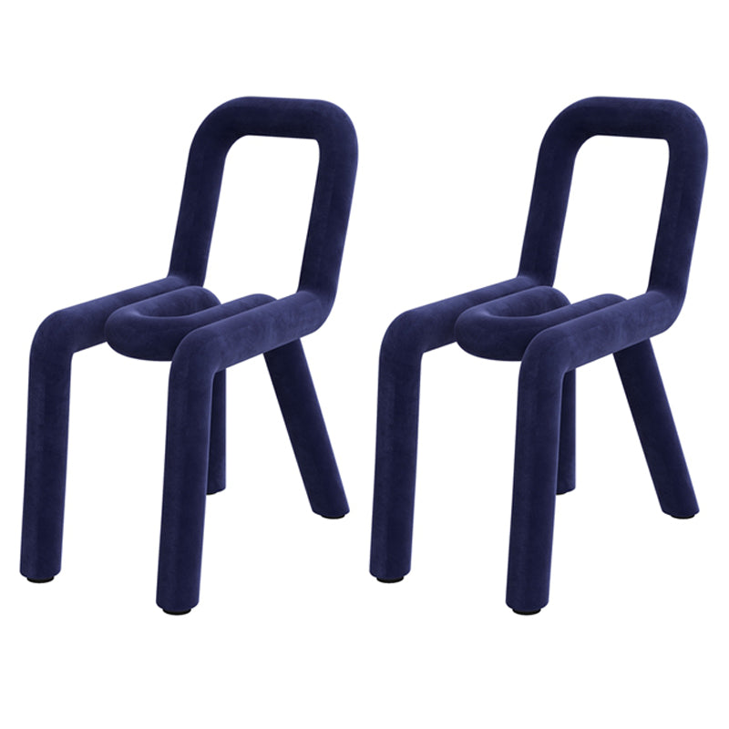Designer Style Hotel Velvet Side Chair Matte Finish Open Back Dining Chair