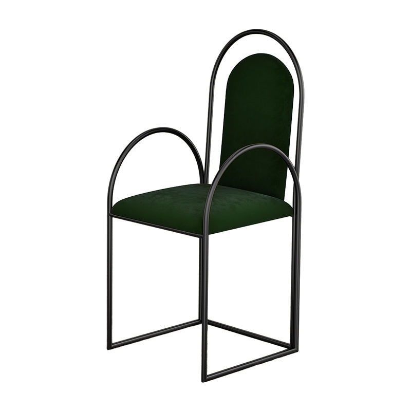 Glam Metal Dining Room Chairs Upholstered Side Armchair for Home Use
