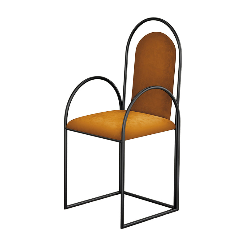 Glam Metal Dining Room Chairs Upholstered Side Armchair for Home Use