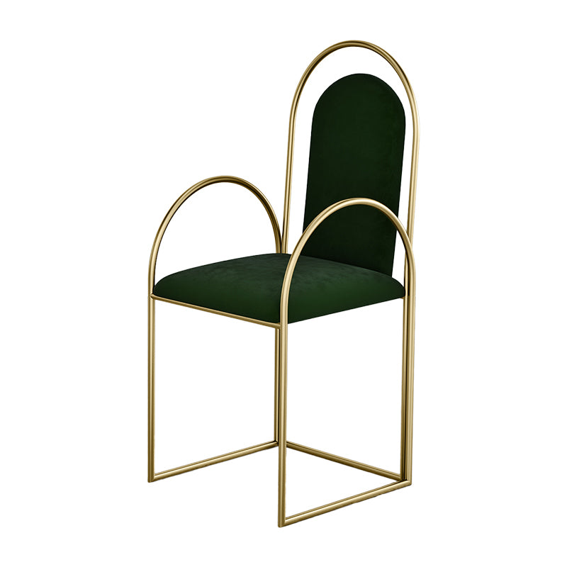Glam Metal Dining Room Chairs Upholstered Side Armchair for Home Use