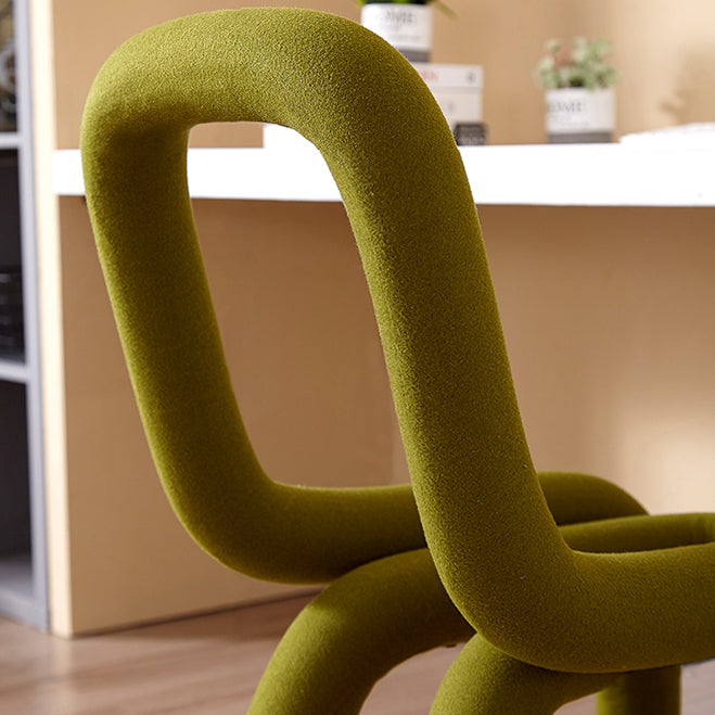 Silla lateral de terciopelo para sala de estar, estilo diseñador, acabado mate, respaldo abierto, silla de comedor