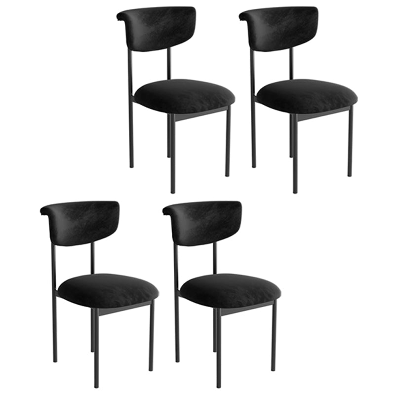 Silla auxiliar de terciopelo para el hogar moderno, silla de comedor con respaldo abierto y acabado mate