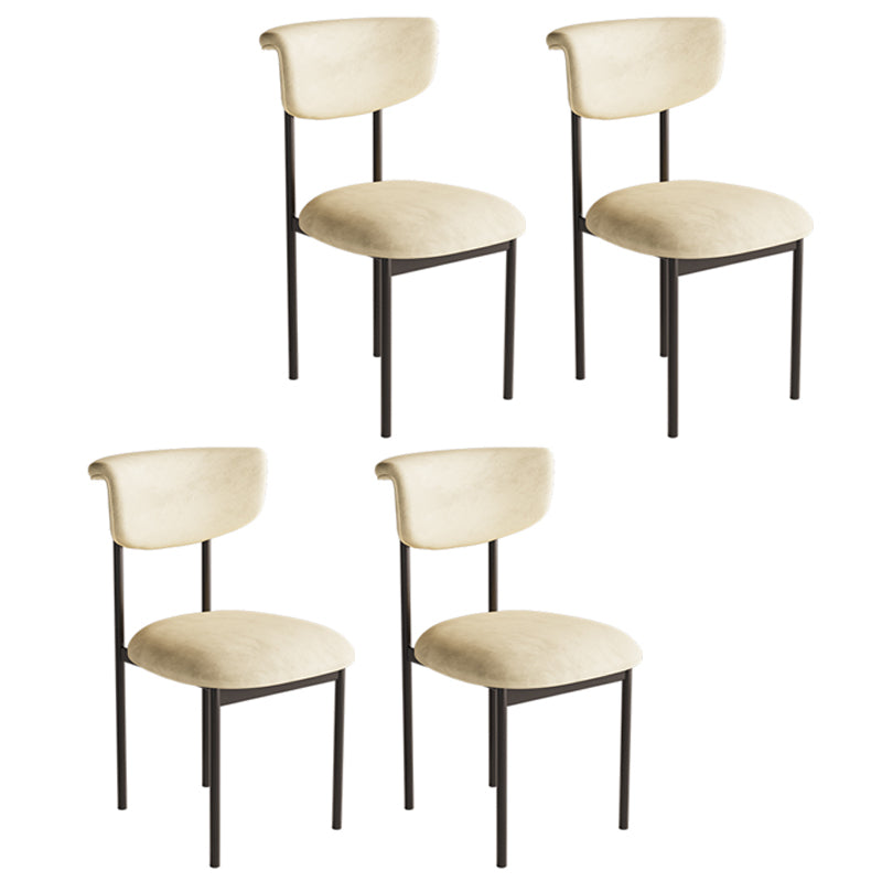 Silla auxiliar de terciopelo para el hogar moderno, silla de comedor con respaldo abierto y acabado mate