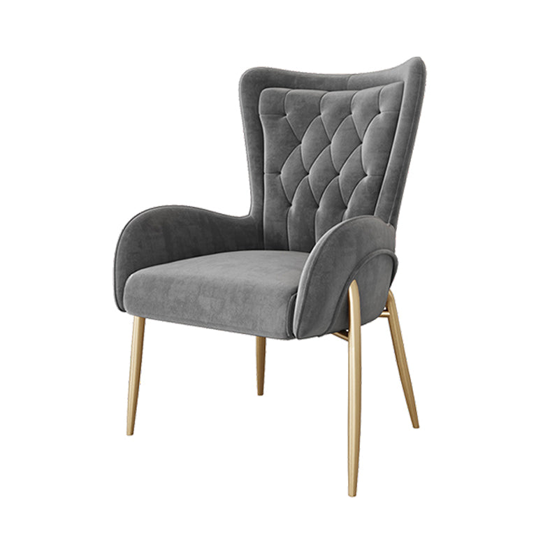 Glam Metal Dining Room Chairs Upholstered Side Arm Chair for Home Use
