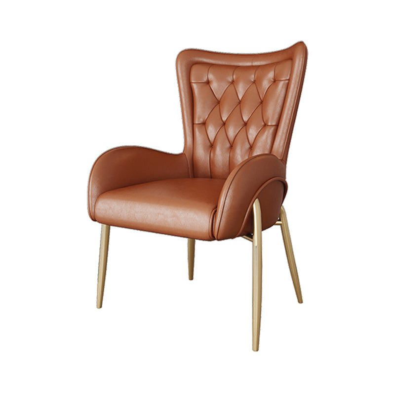 Glam Metal Dining Room Chairs Upholstered Side Arm Chair for Home Use