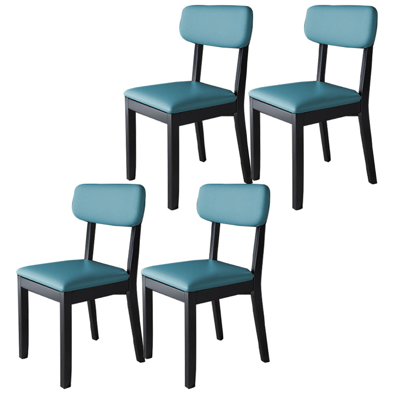 Silla auxiliar de comedor moderna, silla con respaldo abierto curvado de madera maciza y cuero con acabado mate