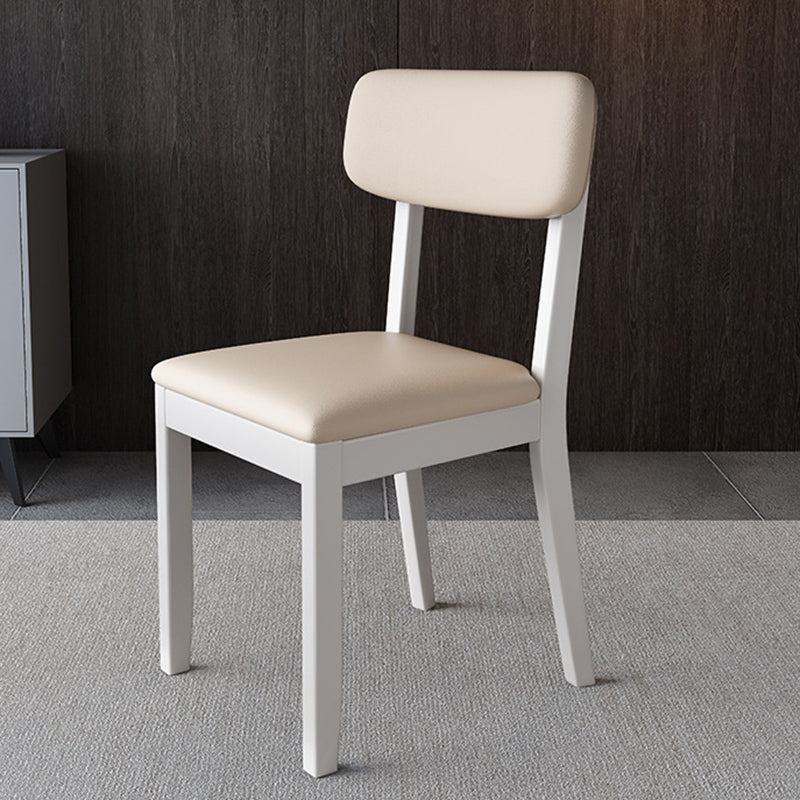 Modern Dining Side Chair Matte Finish Solid Wood and Leather Curved Open Back Chair