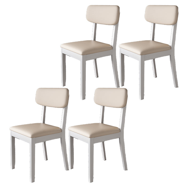 Silla auxiliar de comedor moderna, silla con respaldo abierto curvado de madera maciza y cuero con acabado mate