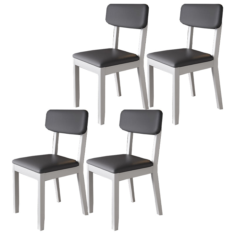 Silla auxiliar de comedor moderna, silla con respaldo abierto curvado de madera maciza y cuero con acabado mate
