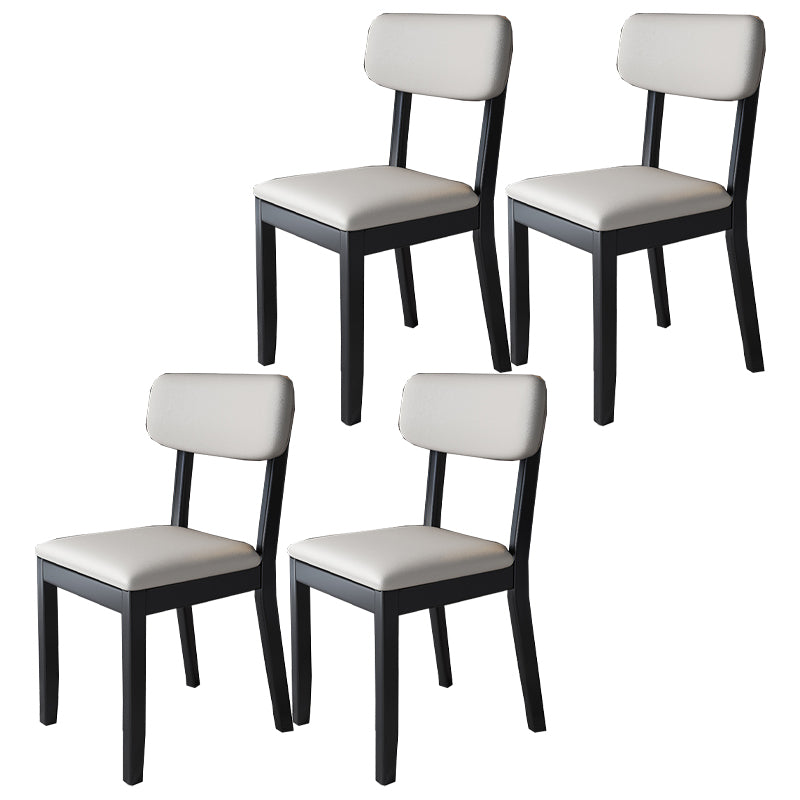 Silla auxiliar de comedor moderna, silla con respaldo abierto curvado de madera maciza y cuero con acabado mate
