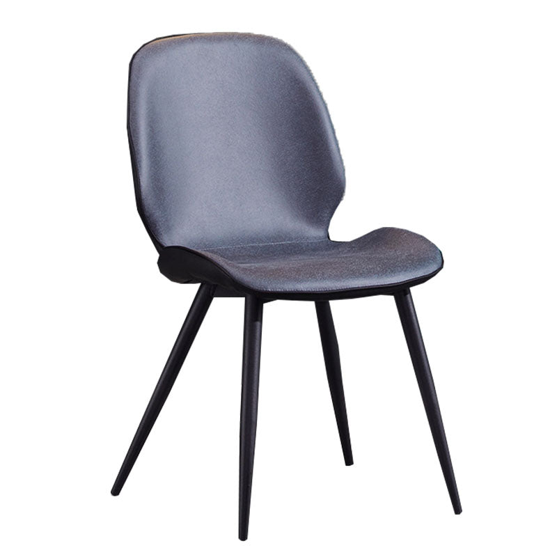 Minimalist Design Armless Solid Back Chairs Microfiber Leather Dining Side Chair