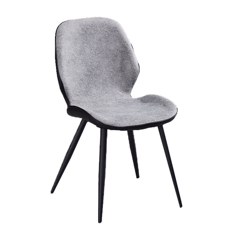 Minimalist Design Armless Solid Back Chairs Microfiber Leather Dining Side Chair