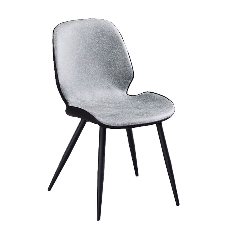 Minimalist Design Armless Solid Back Chairs Microfiber Leather Dining Side Chair