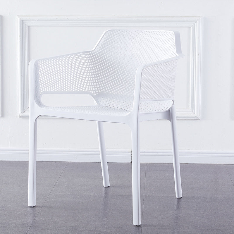 Scandinavian Plastic Kitchen Dining Room Armchair Solid Back Chair