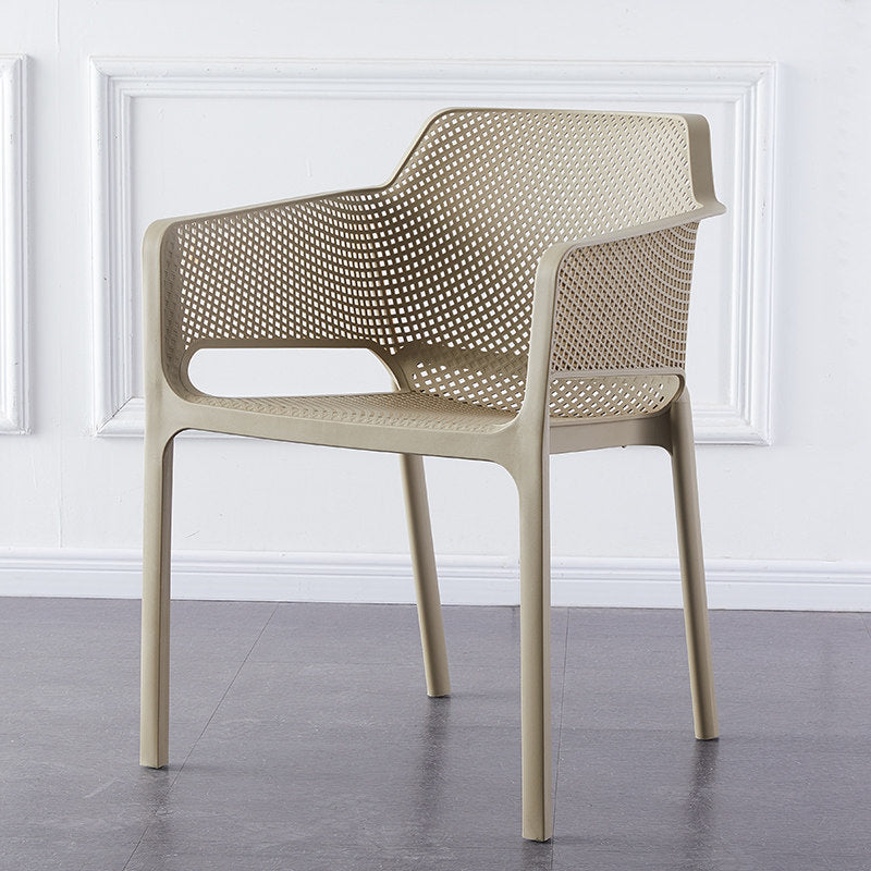 Scandinavian Plastic Kitchen Dining Room Armchair Solid Back Chair