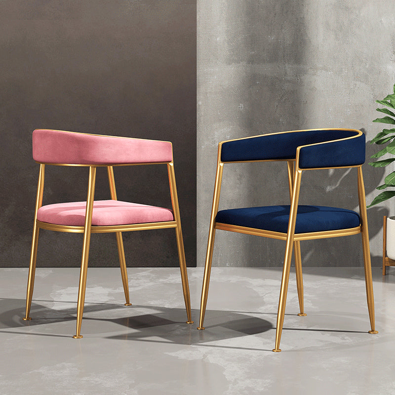 Glam Metal Armless Dining Chair Open Back Dining Side Chair for Home Use