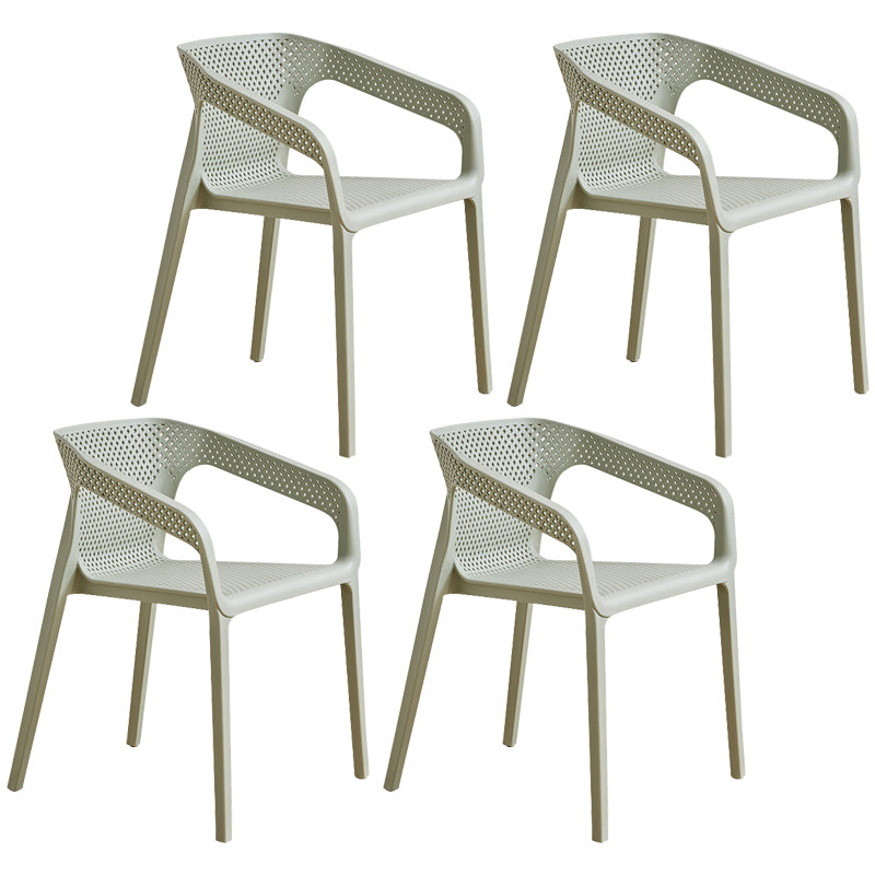 Modern Coffee Shop Plastic Arm Chair Matte Finish Solid Back Dining Chair