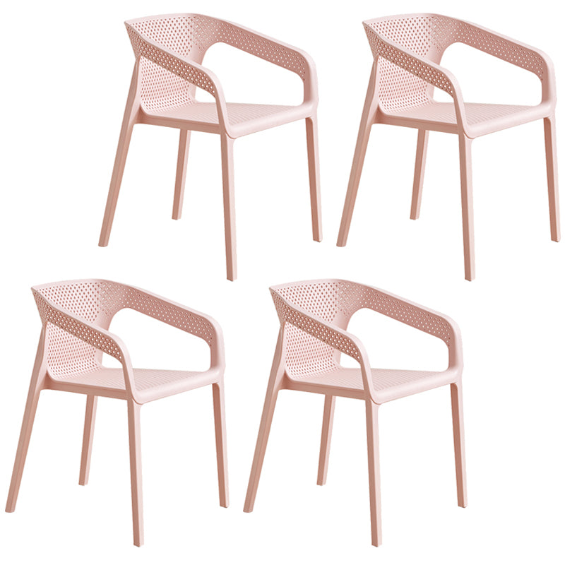 Modern Coffee Shop Plastic Arm Chair Matte Finish Solid Back Dining Chair