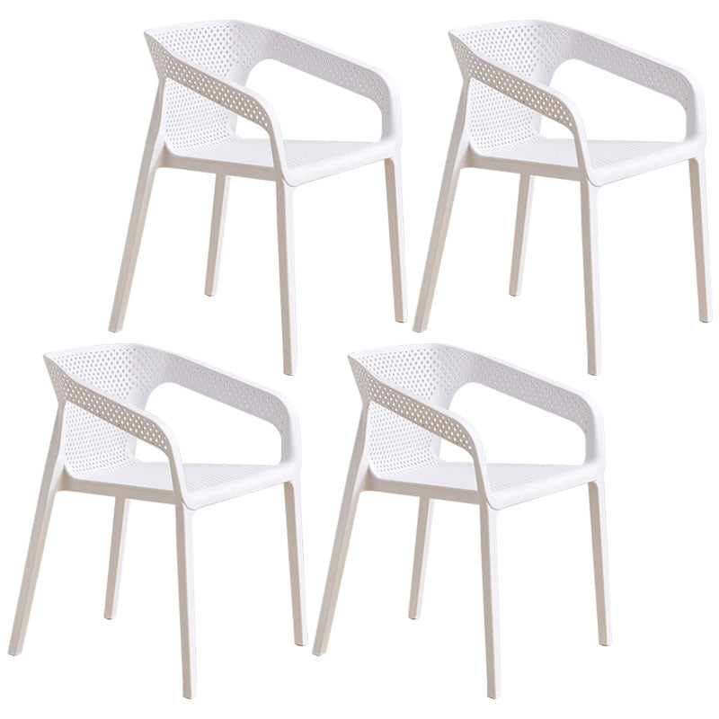 Modern Coffee Shop Plastic Arm Chair Matte Finish Solid Back Dining Chair