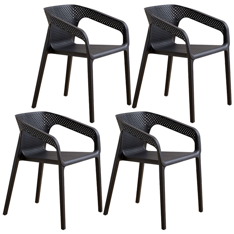 Modern Coffee Shop Plastic Arm Chair Matte Finish Solid Back Dining Chair