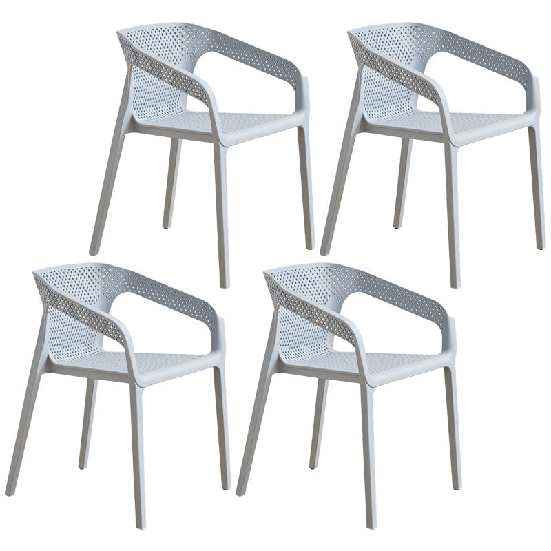 Modern Coffee Shop Plastic Arm Chair Matte Finish Solid Back Dining Chair