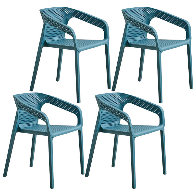 Modern Coffee Shop Plastic Arm Chair Matte Finish Solid Back Dining Chair