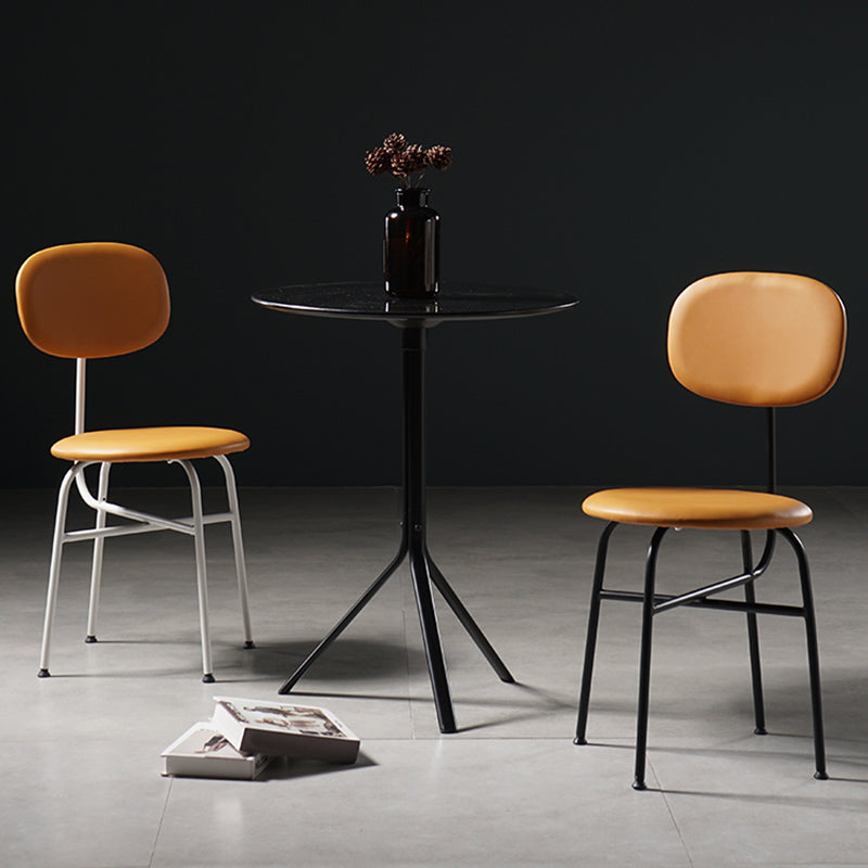 Chaise de salle à manger de style contemporain Chaise d'appoint sans accoudoirs avec pieds en métal