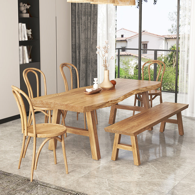 Modern 1/2/3/5/6 Pieces Rectangle Dining Set Solid Wood Dining Table with Chairs