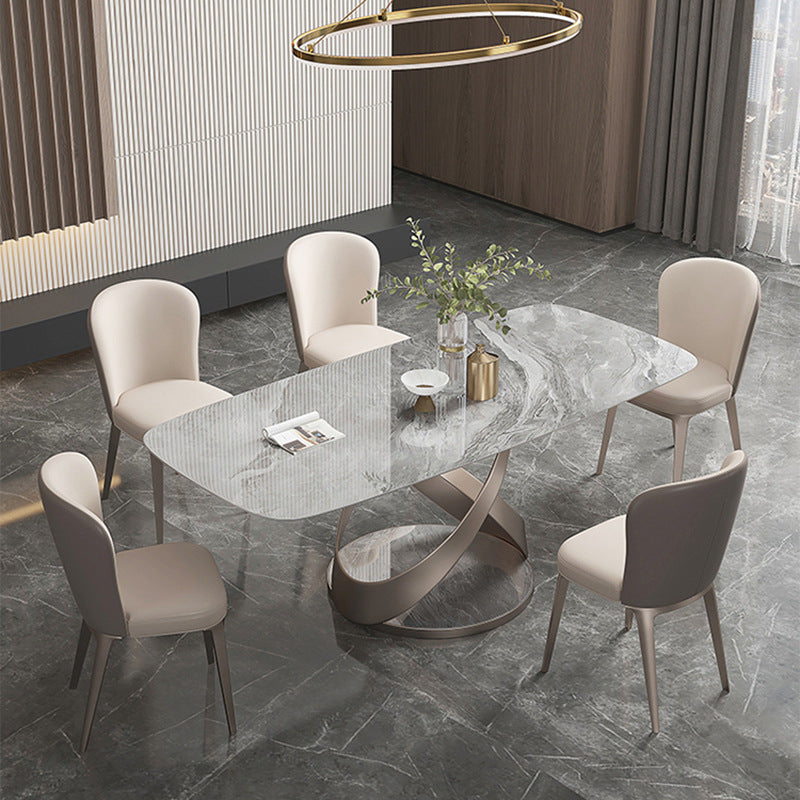 1/4/5/6/7 PCS Metal Glam Glam Dining Room Ensemble avec une table de dinet de table rectangle