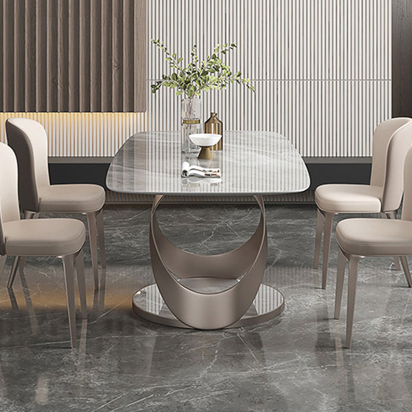 1/4/5/6/7 PCS Metal Glam Glam Dining Room Ensemble avec une table de dinet de table rectangle