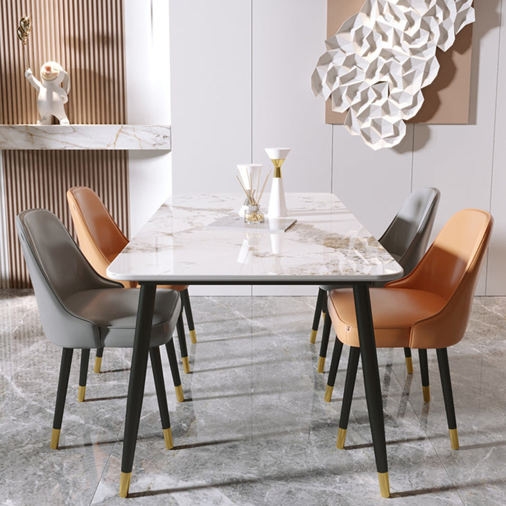 1/5/7 PCS Metal Modern Dining Room Ensemble avec ensemble de table de table rectangle