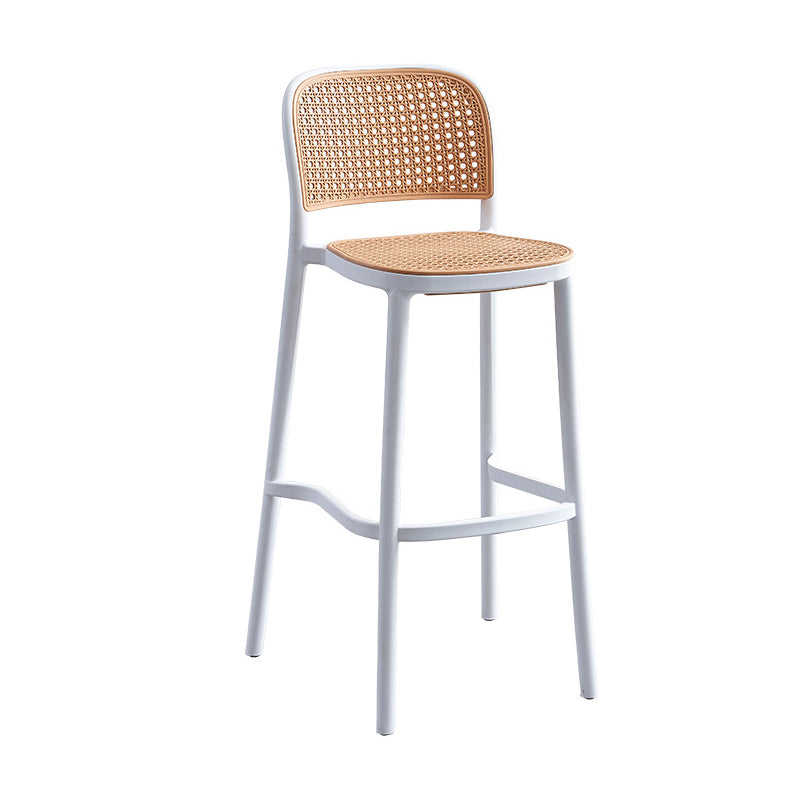 Taburete de bar de plástico de estilo moderno con reposapiés, taburete de bar simple con respaldo bajo para cocina