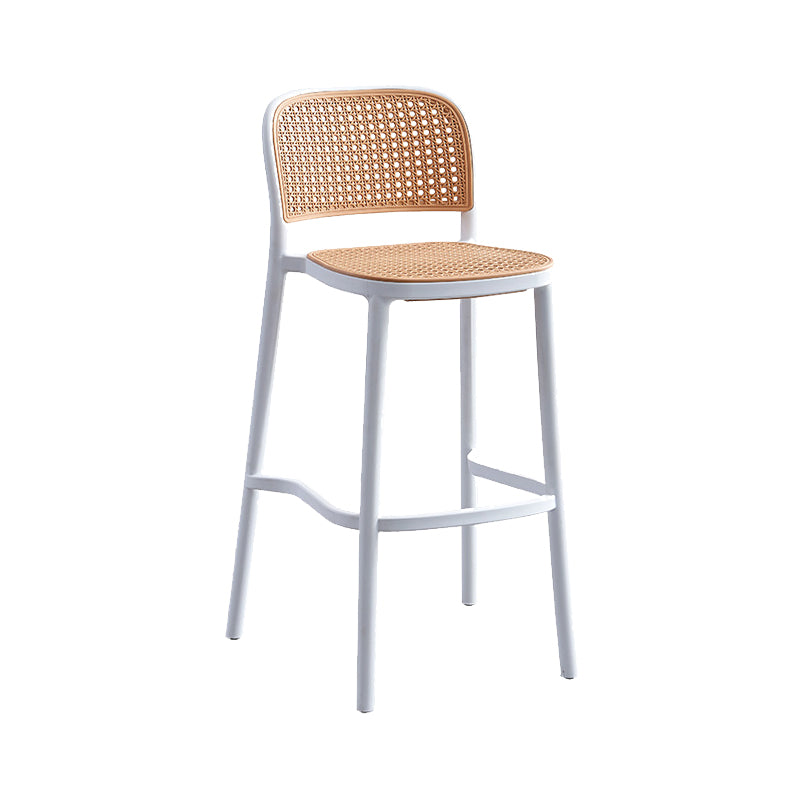 Taburete de bar de plástico de estilo moderno con reposapiés, taburete de bar simple con respaldo bajo para cocina