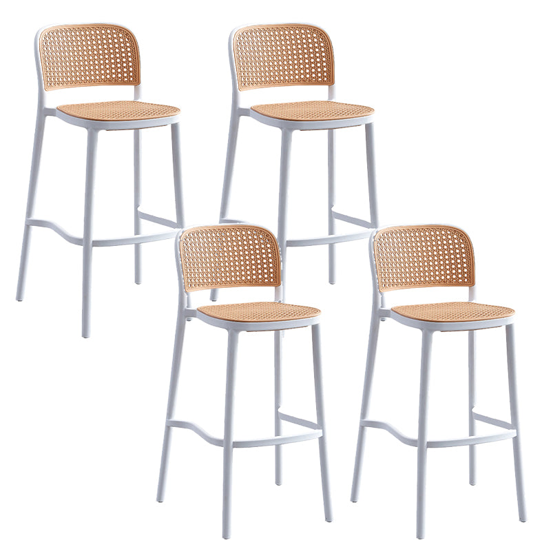 Taburete de bar de plástico de estilo moderno con reposapiés, taburete de bar simple con respaldo bajo para cocina