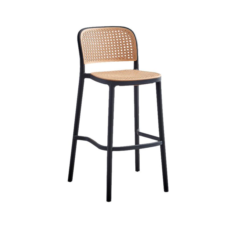 Taburete de bar de plástico de estilo moderno con reposapiés, taburete de bar simple con respaldo bajo para cocina