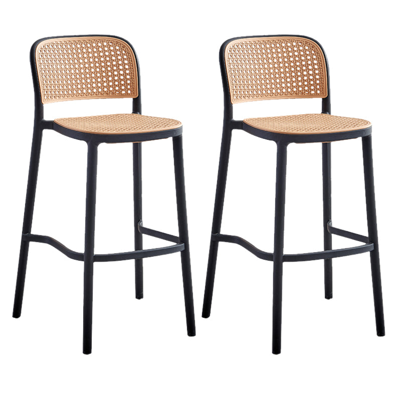 Taburete de bar de plástico de estilo moderno con reposapiés, taburete de bar simple con respaldo bajo para cocina