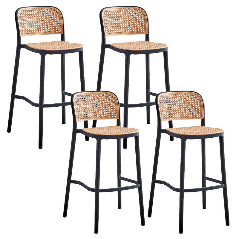 Taburete de bar de plástico de estilo moderno con reposapiés, taburete de bar simple con respaldo bajo para cocina