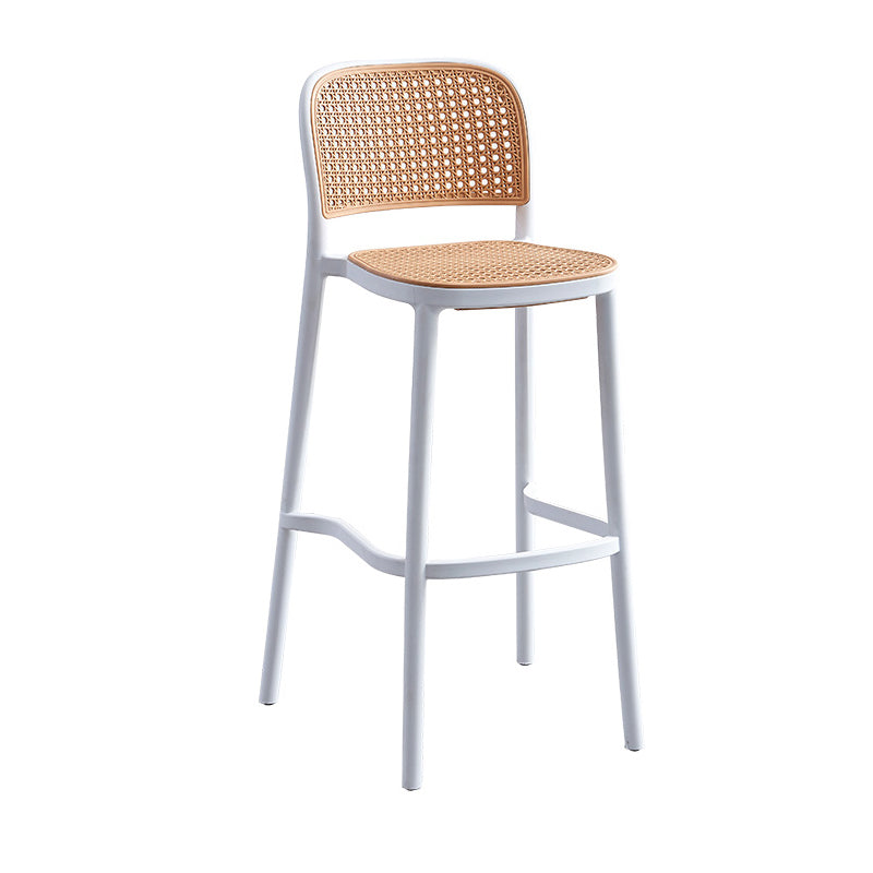Taburete de bar de plástico de estilo moderno con reposapiés, taburete de bar simple con respaldo bajo para cocina