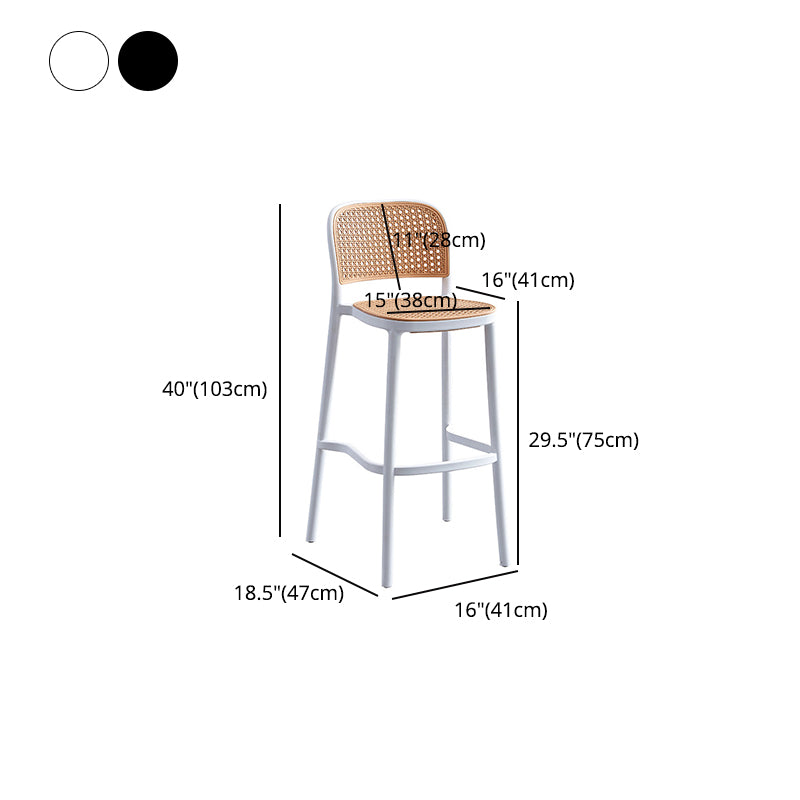 Taburete de bar de plástico de estilo moderno con reposapiés, taburete de bar simple con respaldo bajo para cocina