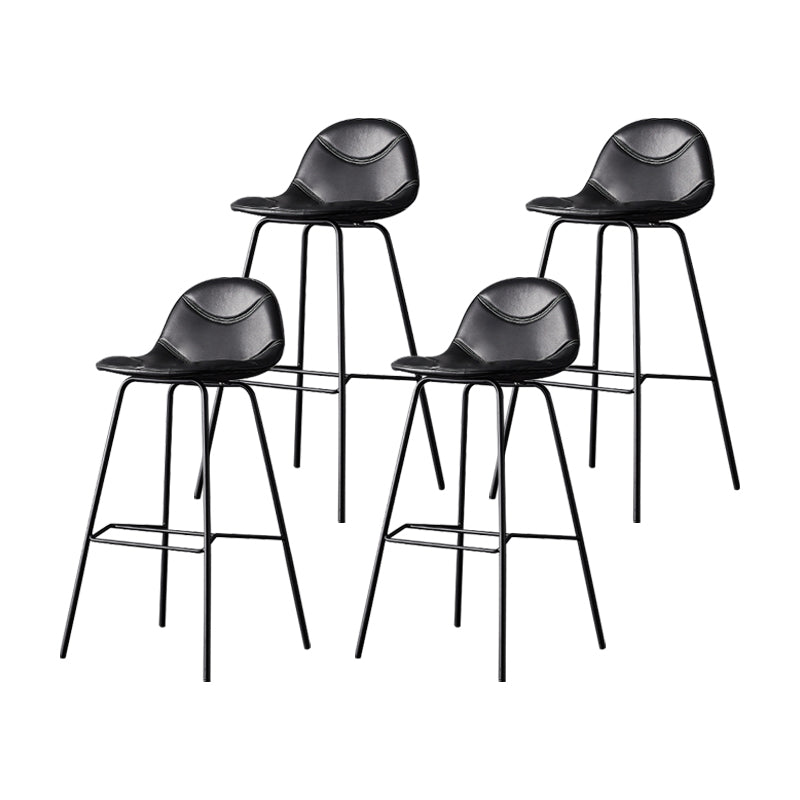 Taburetes industriales de cuero para mostrador de hierro, taburetes de bar con respaldo bajo y 4 patas para cocina