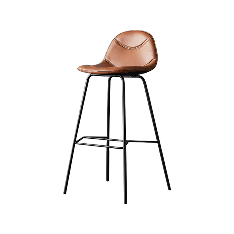 Taburetes industriales de cuero para mostrador de hierro, taburetes de bar con respaldo bajo y 4 patas para cocina
