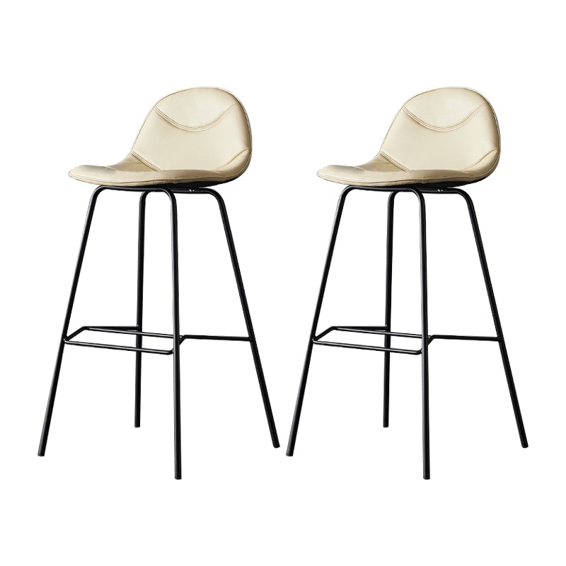 Taburetes industriales de cuero para mostrador de hierro, taburetes de bar con respaldo bajo y 4 patas para cocina