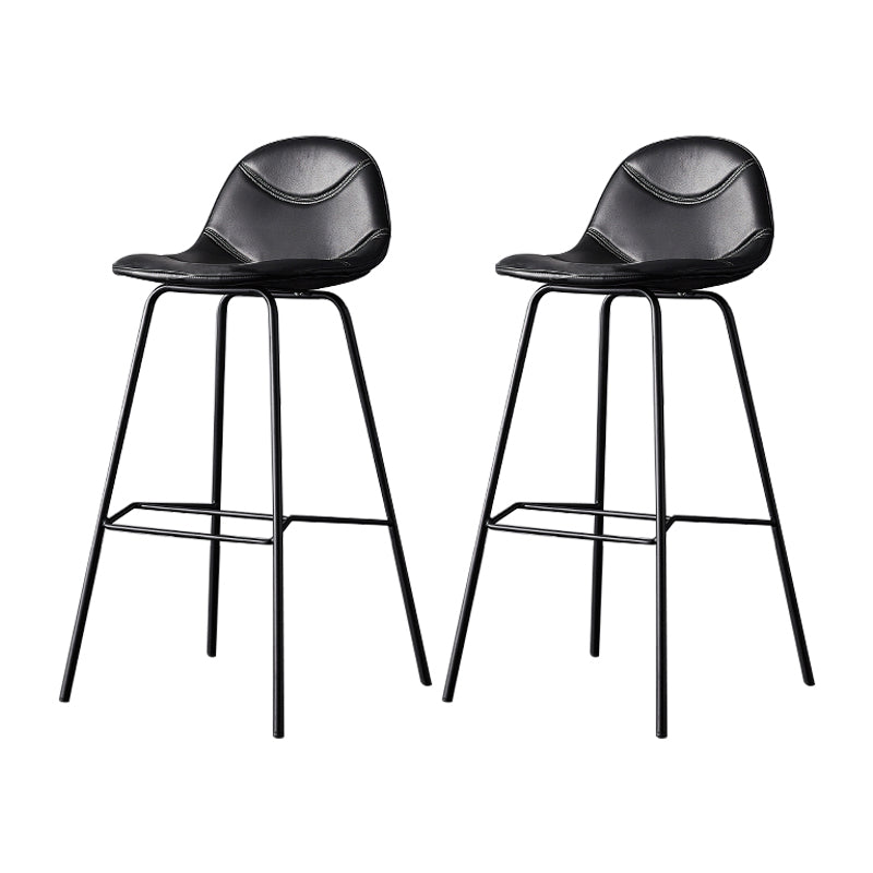 Taburetes industriales de cuero para mostrador de hierro, taburetes de bar con respaldo bajo y 4 patas para cocina