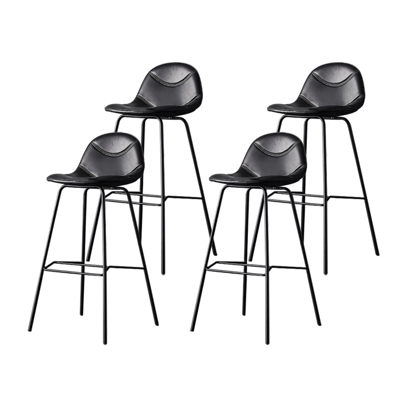 Taburetes industriales de cuero para mostrador de hierro, taburetes de bar con respaldo bajo y 4 patas para cocina